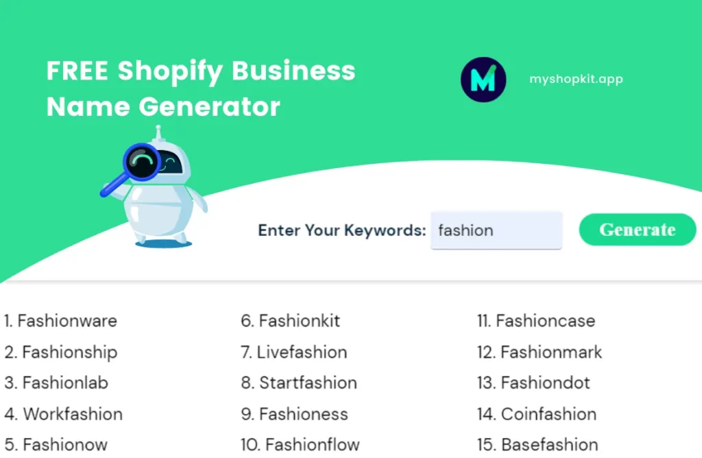 هوش مصنوعی Shopify Business Name Generator
