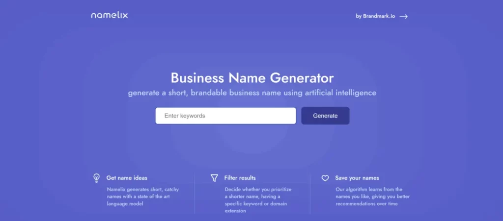 انتخاب اسم برند با Namelix