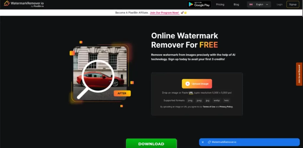 حذف واترمارک با هوش مصنوعی WatermarkRemover.io