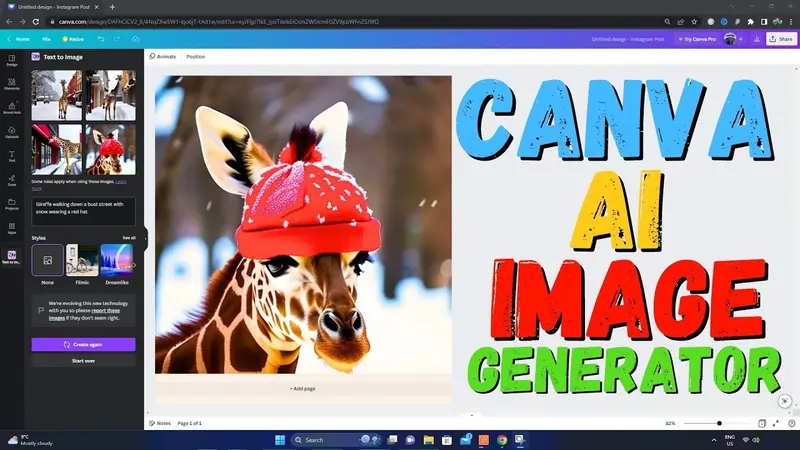 ساخت عکس رایگان با هوش مصنوعی canva