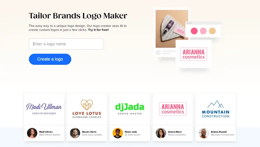 طراحی لوگو با هوش مصنوعی Tailor Brands